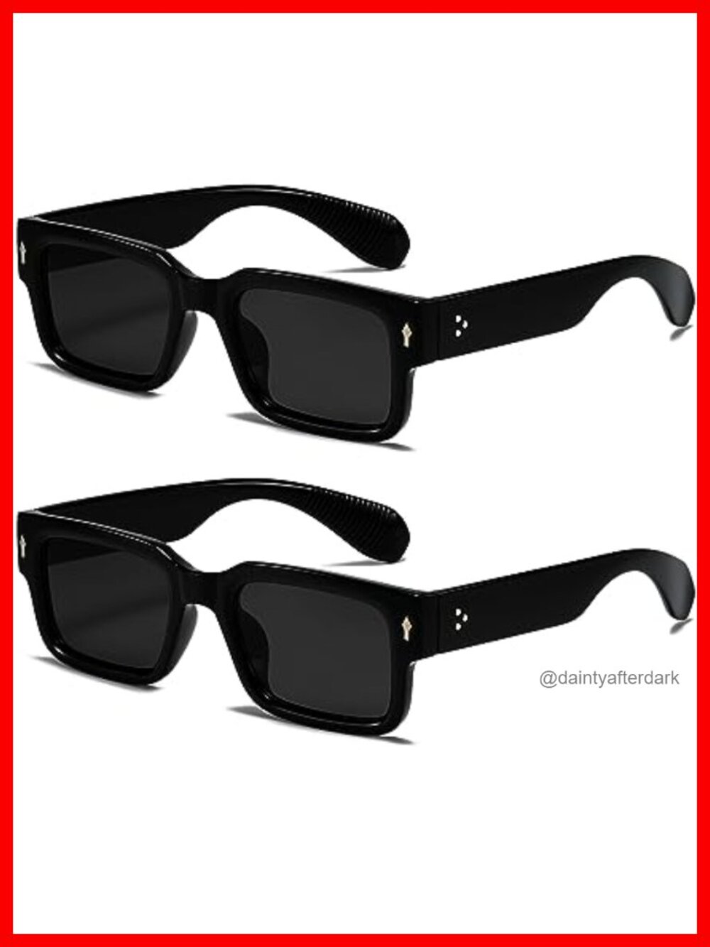 Square Frame Sunglasses Chunky Rectangle UV400 Acetate Full Frame